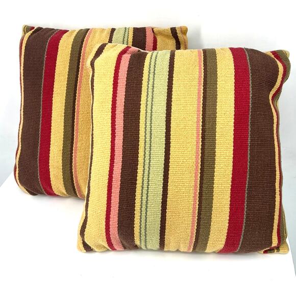 Vintage set of 2 PB striped throw pillow Duncan Stripe Kilim Southwestern 18